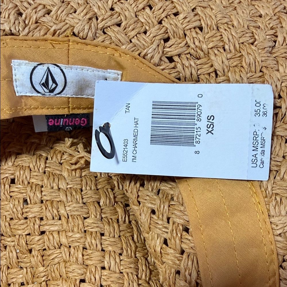 NWT Volcom Woven Straw Sun Hat Black Trim I’m Charmed Hat XS Small - Picture 3 of 9